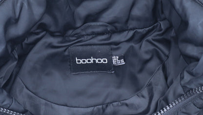 Boohoo Women's Black Puffer Jacket, Size 12 - Casual Hooded Coat