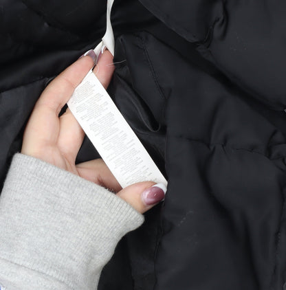 Boohoo Women's Black Puffer Jacket, Size 12 - Casual Hooded Coat