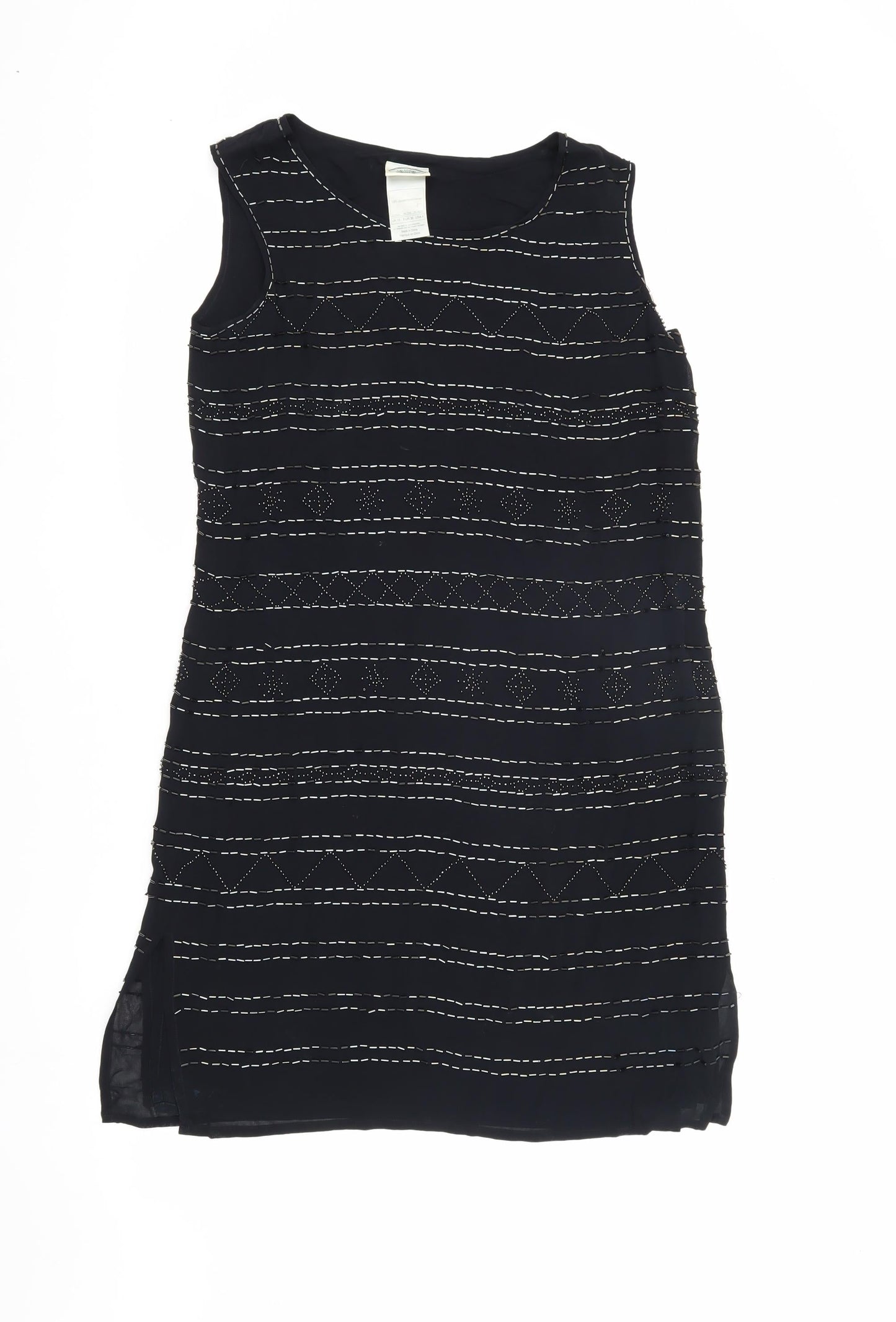 Laura Ashley Women's Black Shift Dress Size 10 Sleeveless