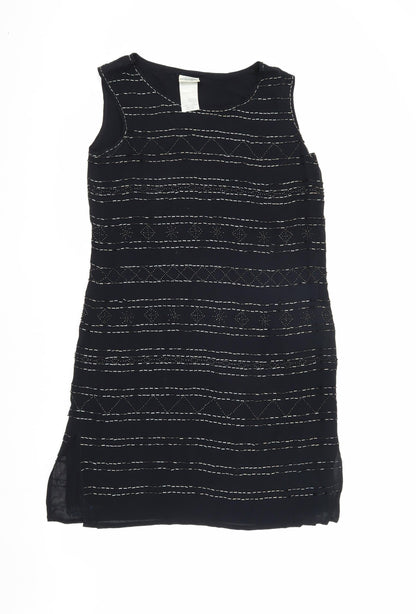 Laura Ashley Women's Black Shift Dress Size 10 Sleeveless