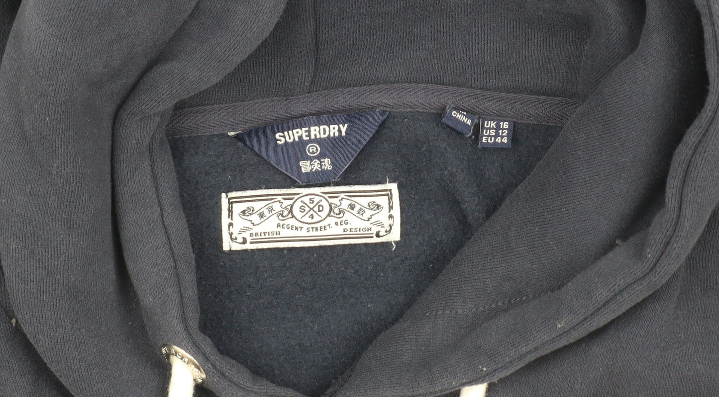 Superdry Women's Blue Pullover Hoodie Size 16