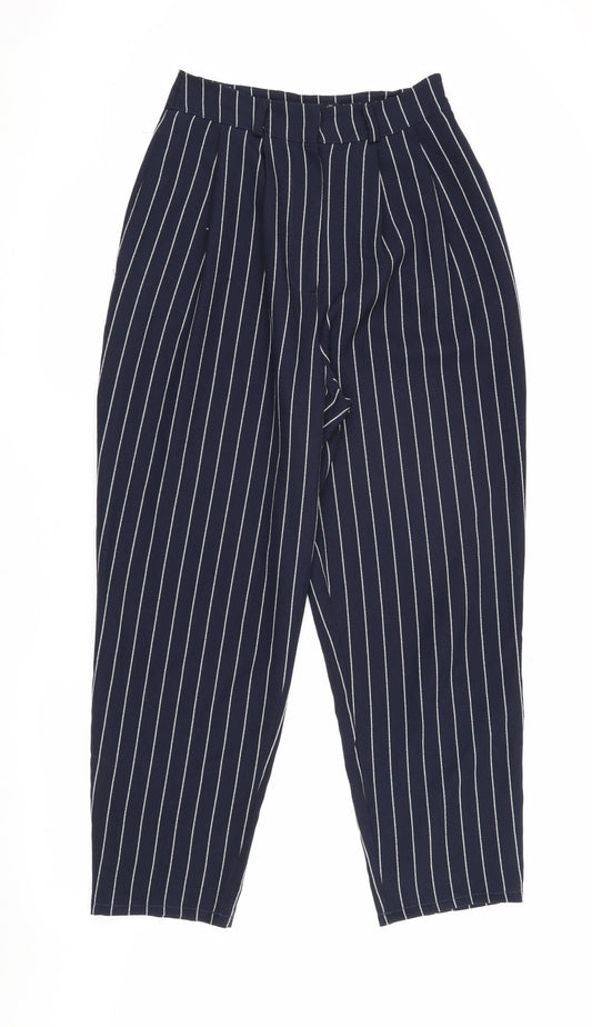Nasty Gal Women's Blue Striped Trousers, Size 4