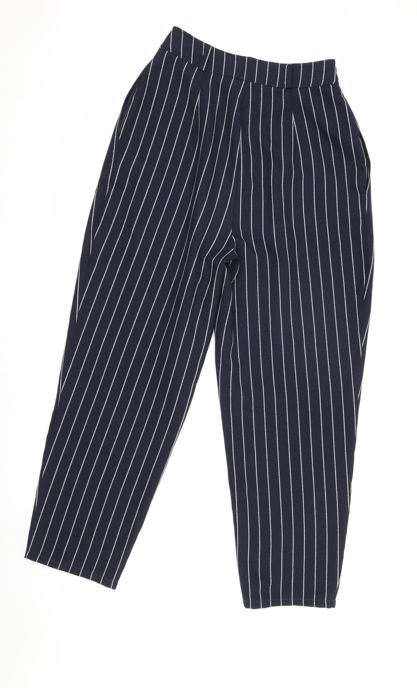 Nasty Gal Women's Blue Striped Trousers, Size 4