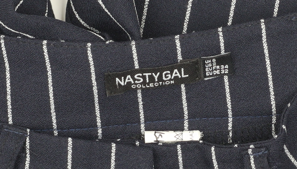 Nasty Gal Women's Blue Striped Trousers, Size 4