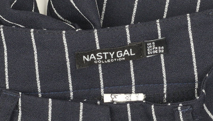 Nasty Gal Women's Blue Striped Trousers, Size 4