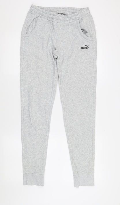 Puma Men's Grey Joggers, Size S, Sporty Fleece Trousers