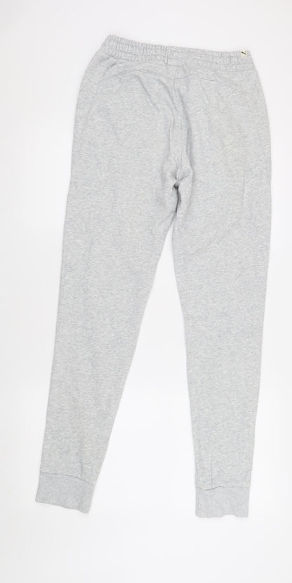 Puma Men's Grey Joggers, Size S, Sporty Fleece Trousers