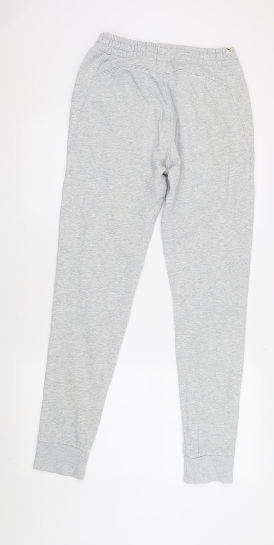 Puma Men's Grey Joggers, Size S, Sporty Fleece Trousers