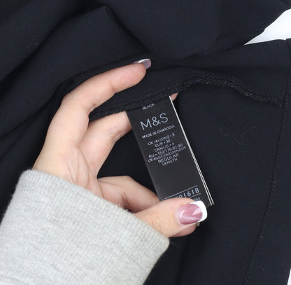 Marks and Spencer Black V-Neck Dress, Size 8, 3/4 Sleeve