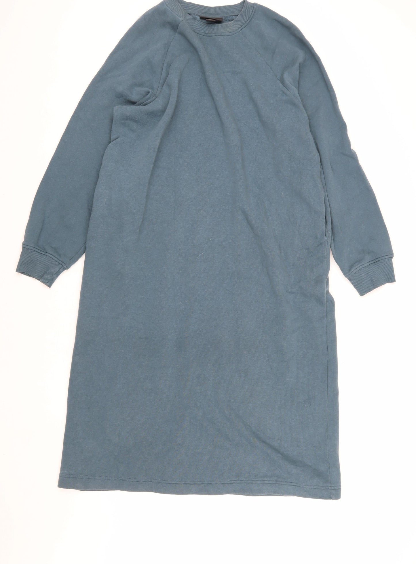 Monki Women's Blue Jumper Shirt Dress, Size S, Long Sleeve