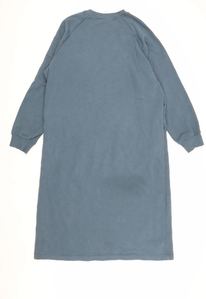 Monki Women's Blue Jumper Shirt Dress, Size S, Long Sleeve