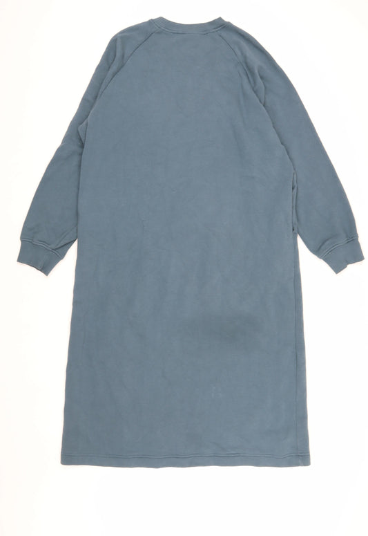 Monki Women's Blue Jumper Shirt Dress, Size S, Long Sleeve