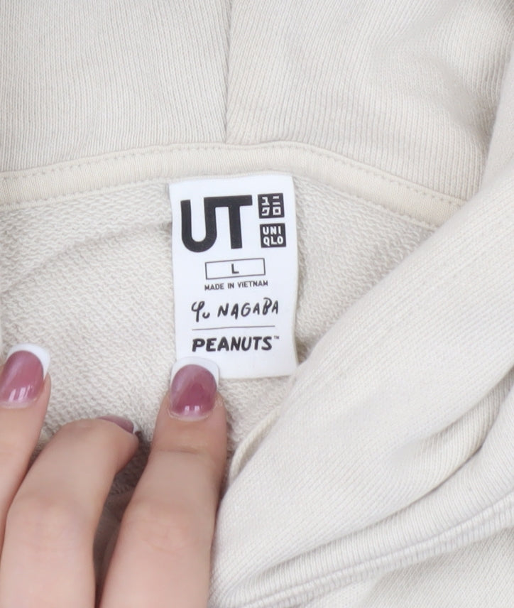 Uniqlo Peanuts Beige Pullover Hoodie, L, Unisex