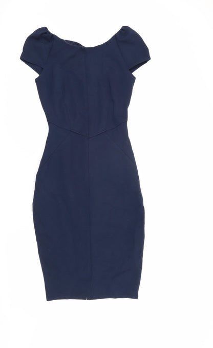 Closet London Blue Sheath Dress Size 8 Short Sleeve Women