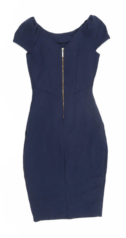 Closet London Blue Sheath Dress Size 8 Short Sleeve Women