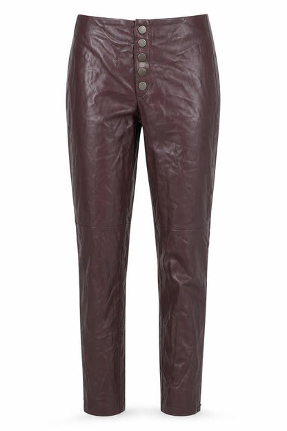 Zafa Lasic Women's Brown Faux Leather Trousers