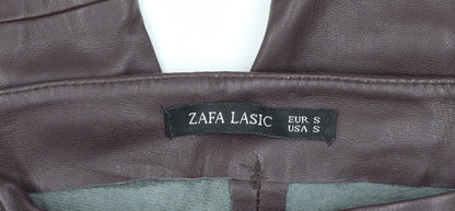 Zafa Lasic Women's Brown Faux Leather Trousers
