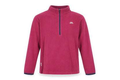 Front view of Trespass girls’ pink fleece pullover sweatshirt 9-10 years