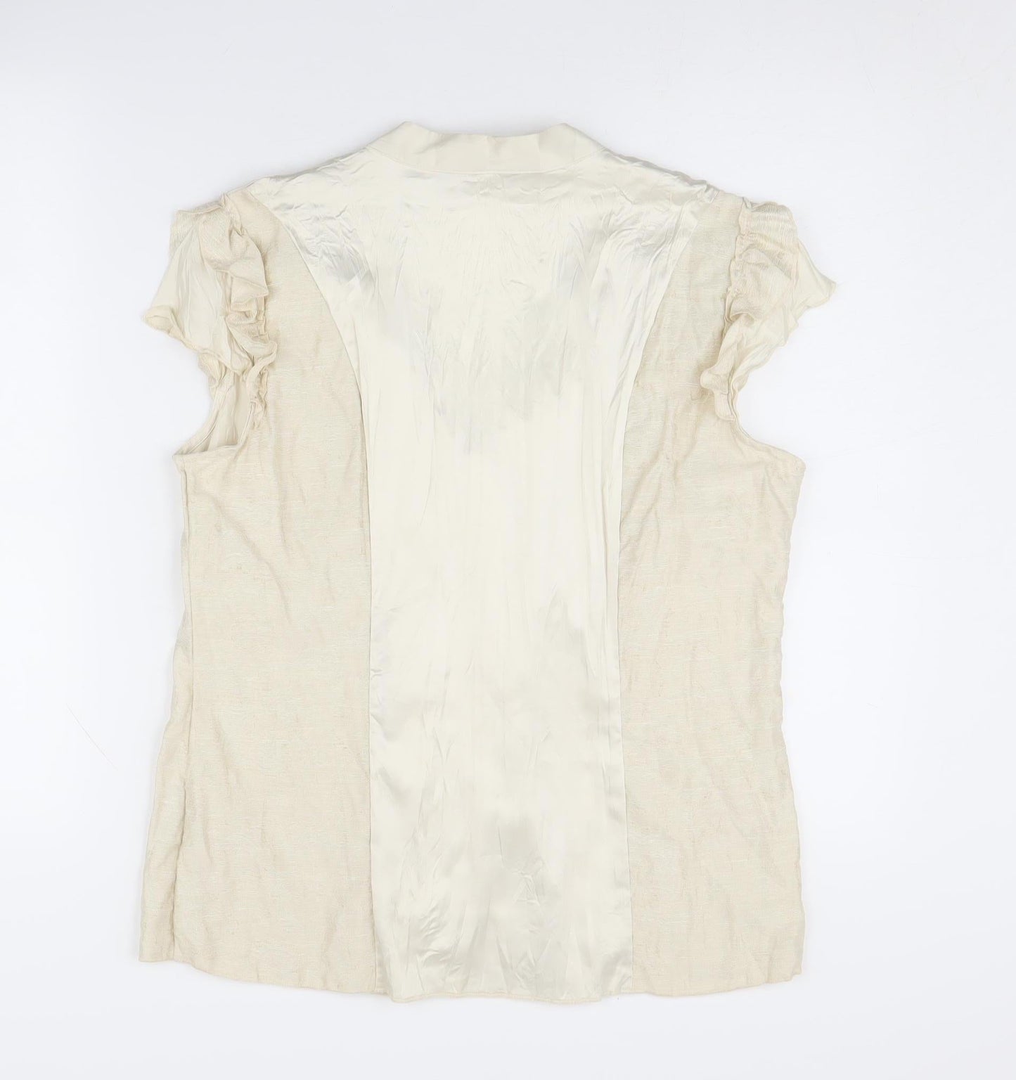 Womens UK Size 12 Per Una Beige Ringer Blouse