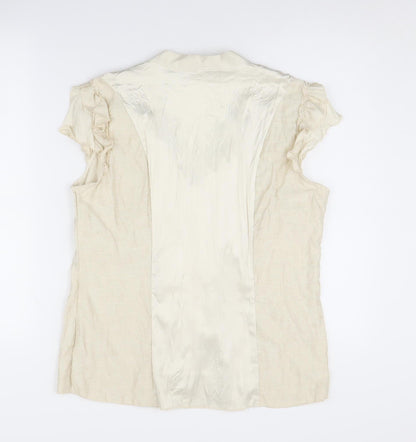 Womens UK Size 12 Per Una Beige Ringer Blouse