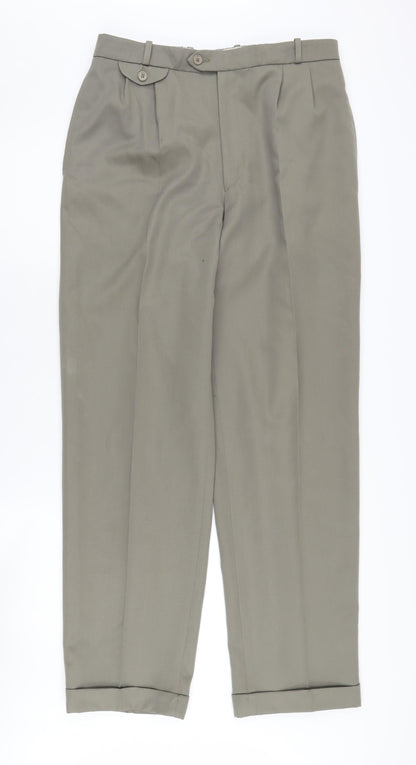 Burton Men's Beige Pleated Trousers, Size 34
