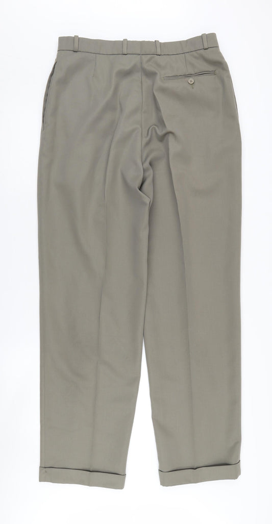 Burton Men's Beige Pleated Trousers, Size 34