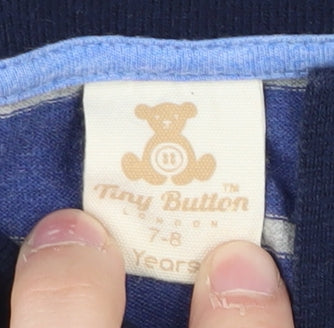 Tiny Button Boys Blue Striped Polo Shirt 7-8 Years