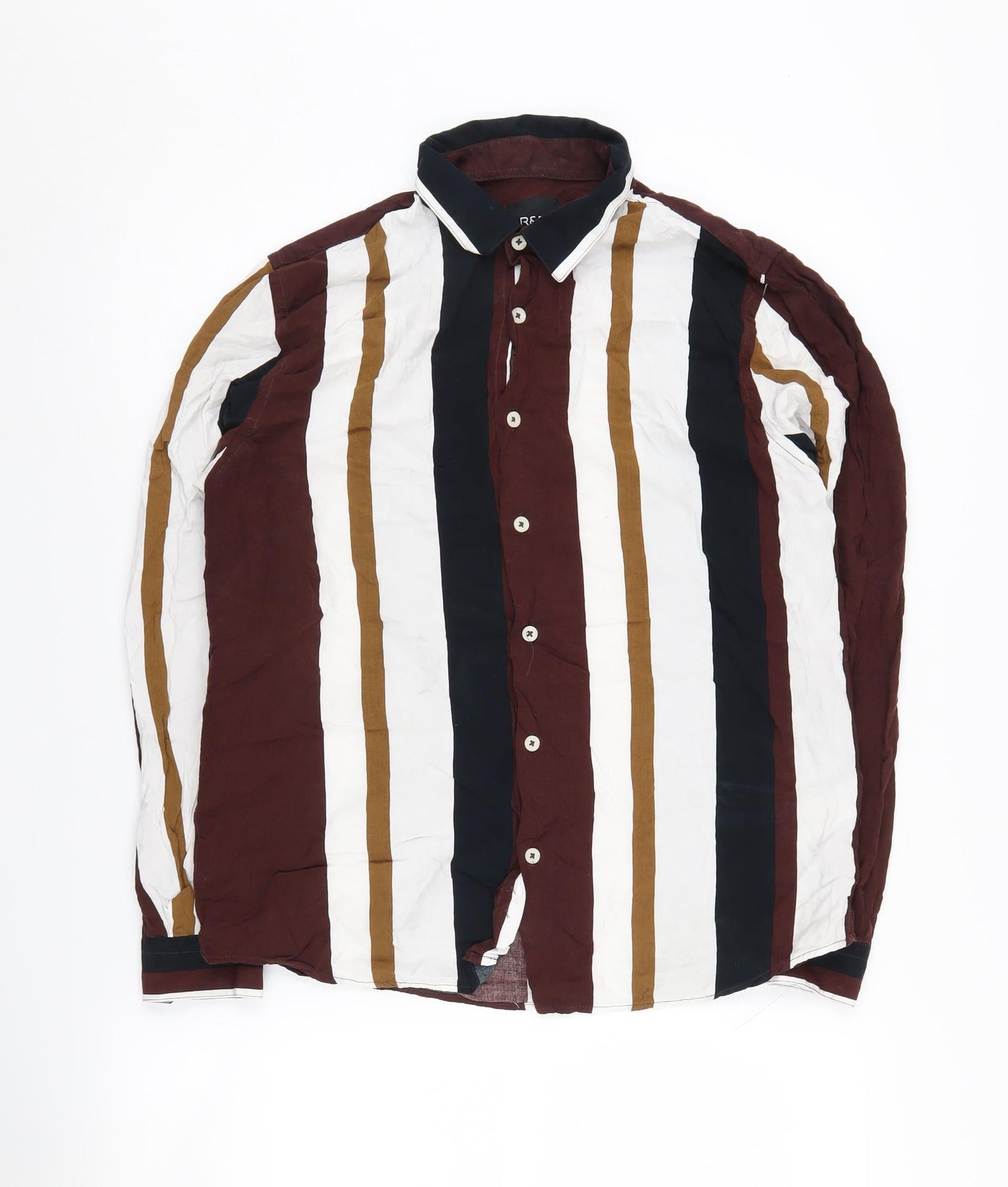R&B Men's Multicoloured Striped Long Sleeve Shirt L