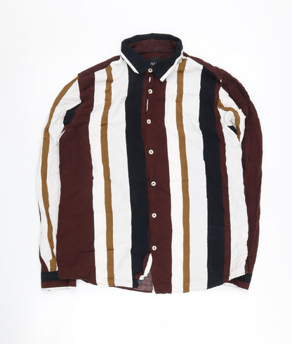 R&B Men's Multicoloured Striped Long Sleeve Shirt L