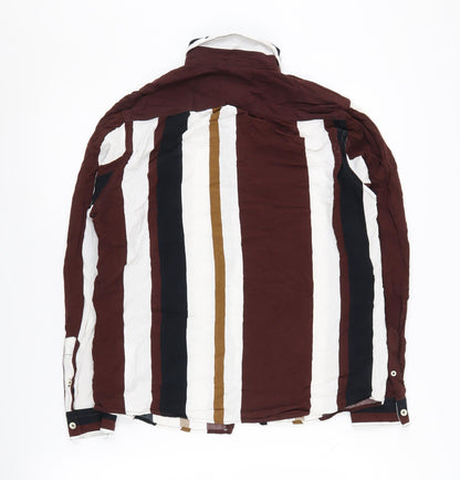 R&B Men's Multicoloured Striped Long Sleeve Shirt L