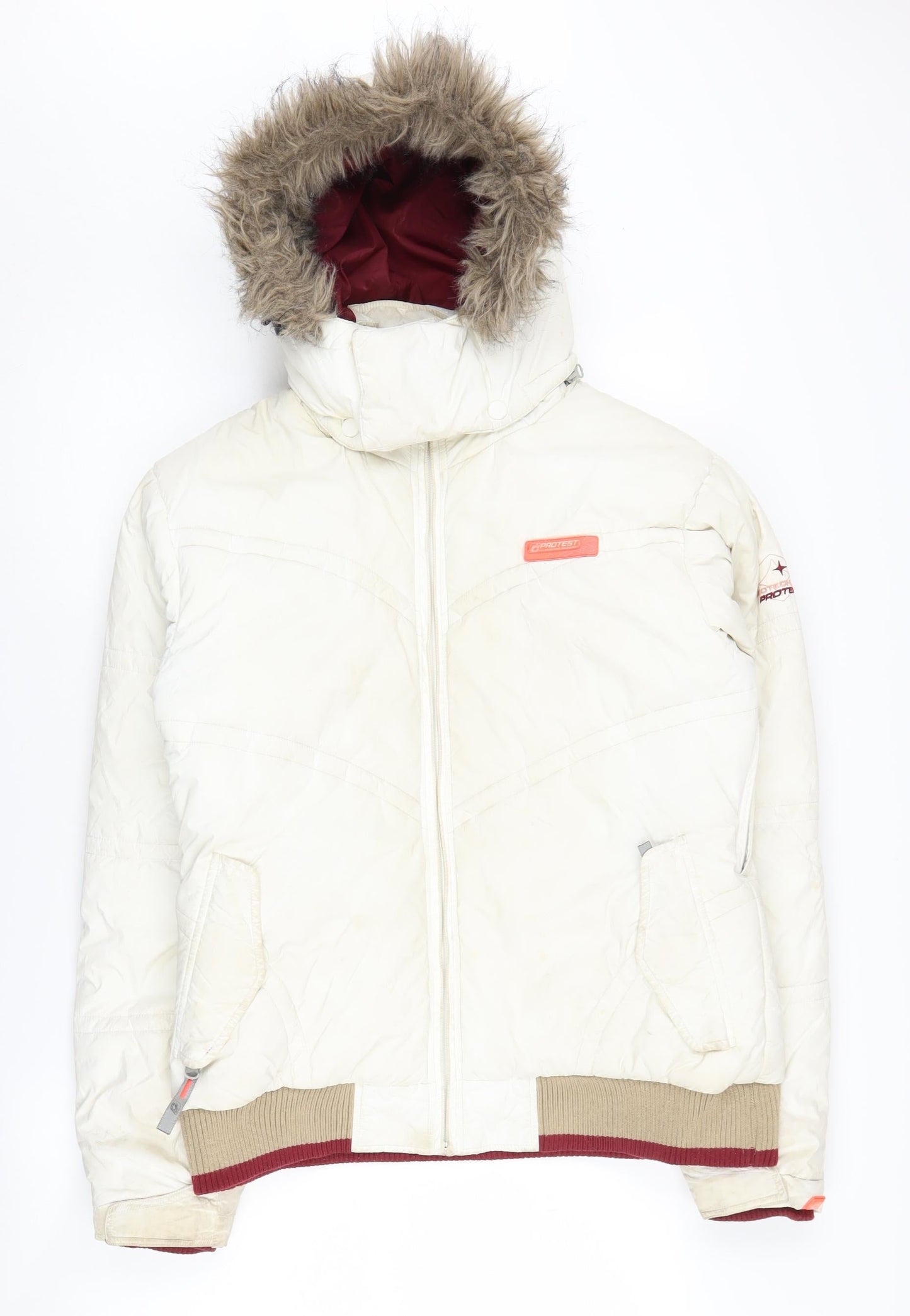 Womens UK Size 14 Protest Ivory Puffer Jacket