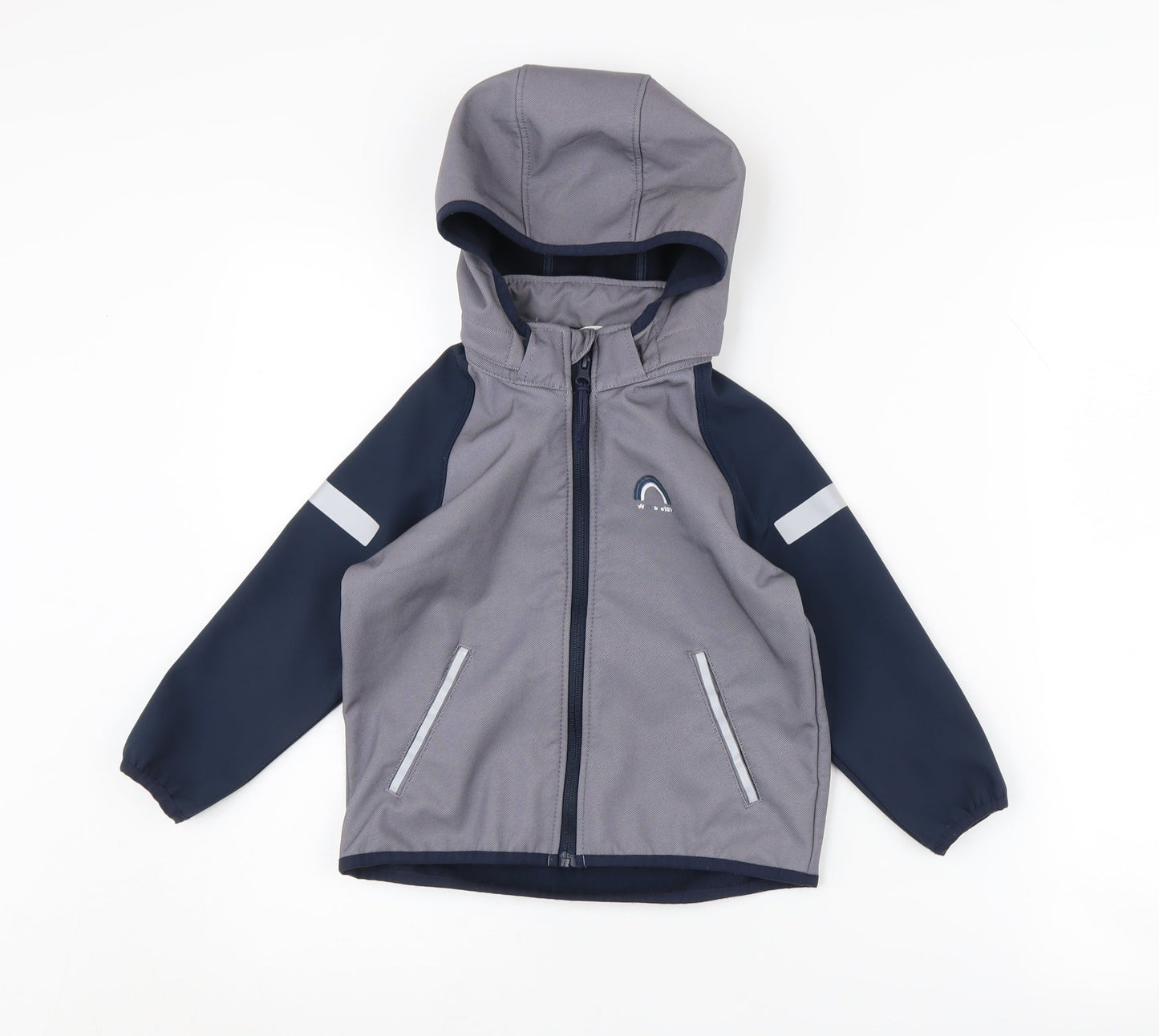 H&M Boys Grey Hooded Jacket, 3-4 Years, Reflective, Lined
