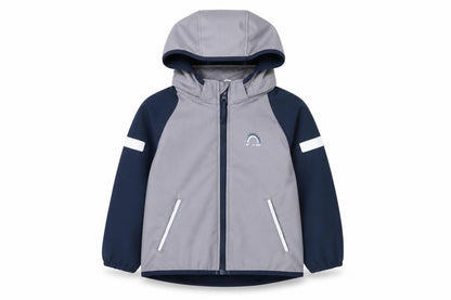 Front view of H&M boys’ grey hooded jacket, 3-4 years, reflective, lined