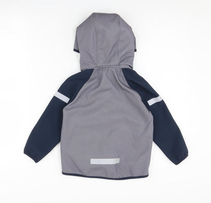 H&M Boys Grey Hooded Jacket, 3-4 Years, Reflective, Lined