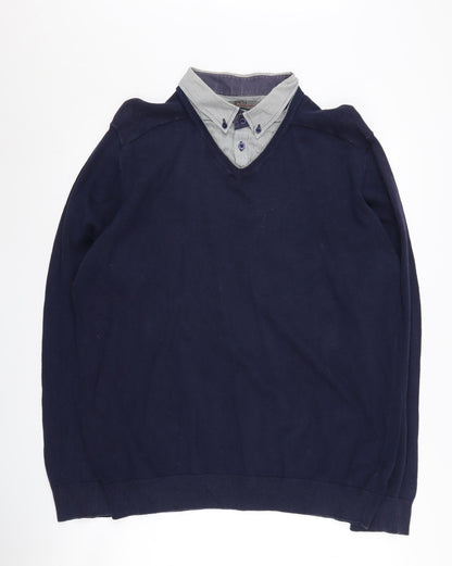 Jeff Banks Men's 2XL Blue V-Neck Pullover Jumper