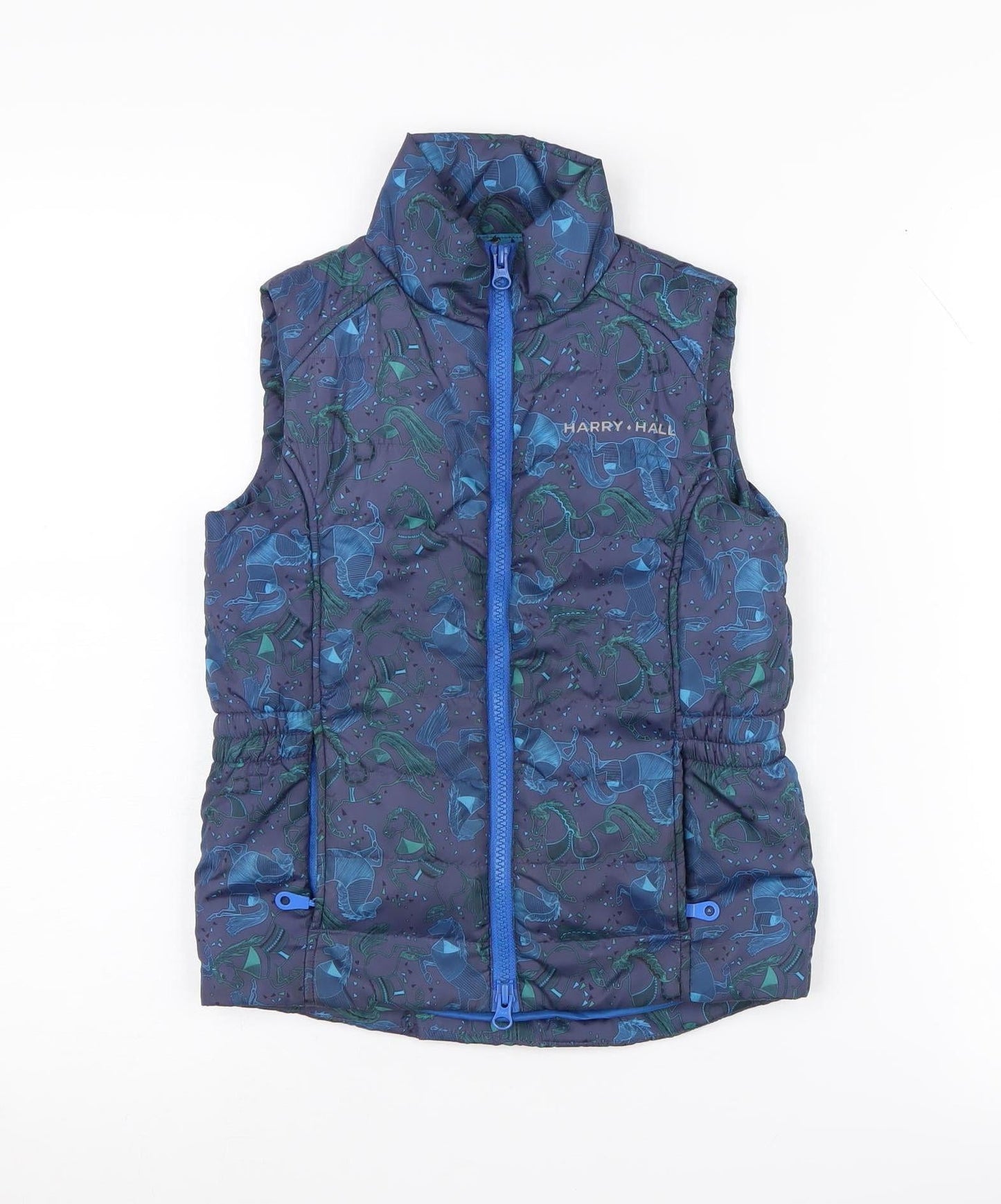 Harry Hall Boys Blue Puffer Vest 7-8 Years, Animal Pattern