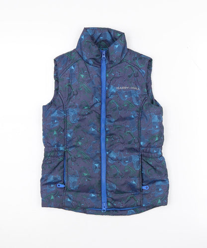 Harry Hall Boys Blue Puffer Vest 7-8 Years, Animal Pattern