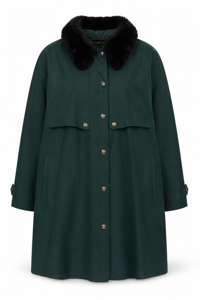 Womens UK Size M/L Viyella Green Overcoat