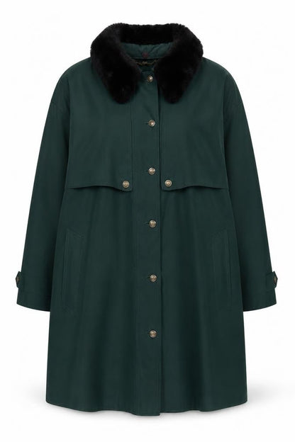 Womens UK Size M/L Viyella Green Overcoat