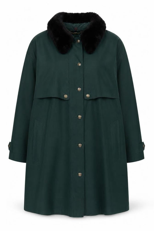 Womens UK Size M/L Viyella Green Overcoat