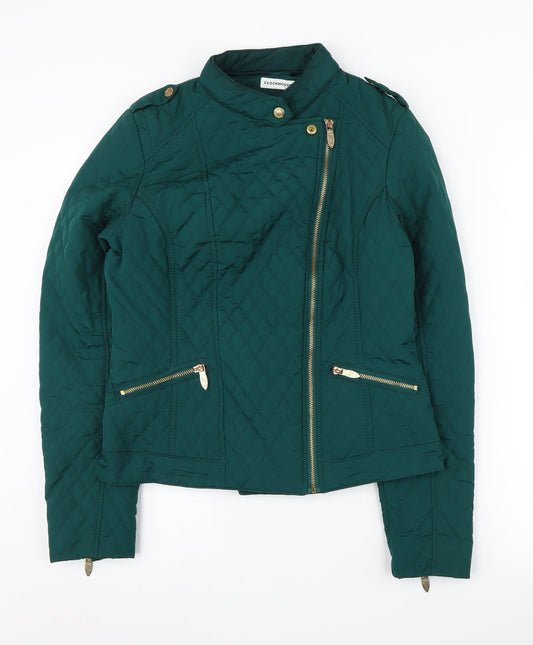 Clockhouse Women's Green Quilted Motorcycle Jacket Size M