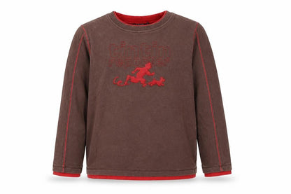 Front view of Tintin boys’ brown graphic print pullover sweatshirt 11-12 years