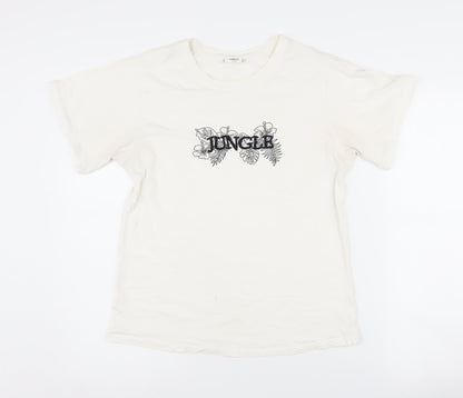 Womens UK Size S Mango White Basic T-Shirt