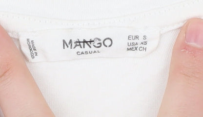 Womens UK Size S Mango White Basic T-Shirt
