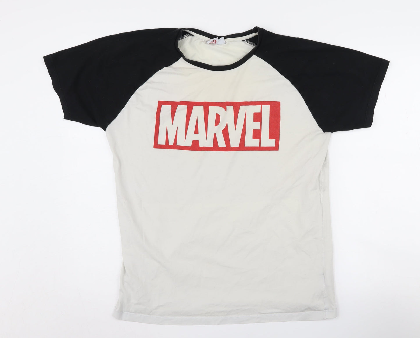 Marvel Men's Black & White T-Shirt - L, Graphic Print