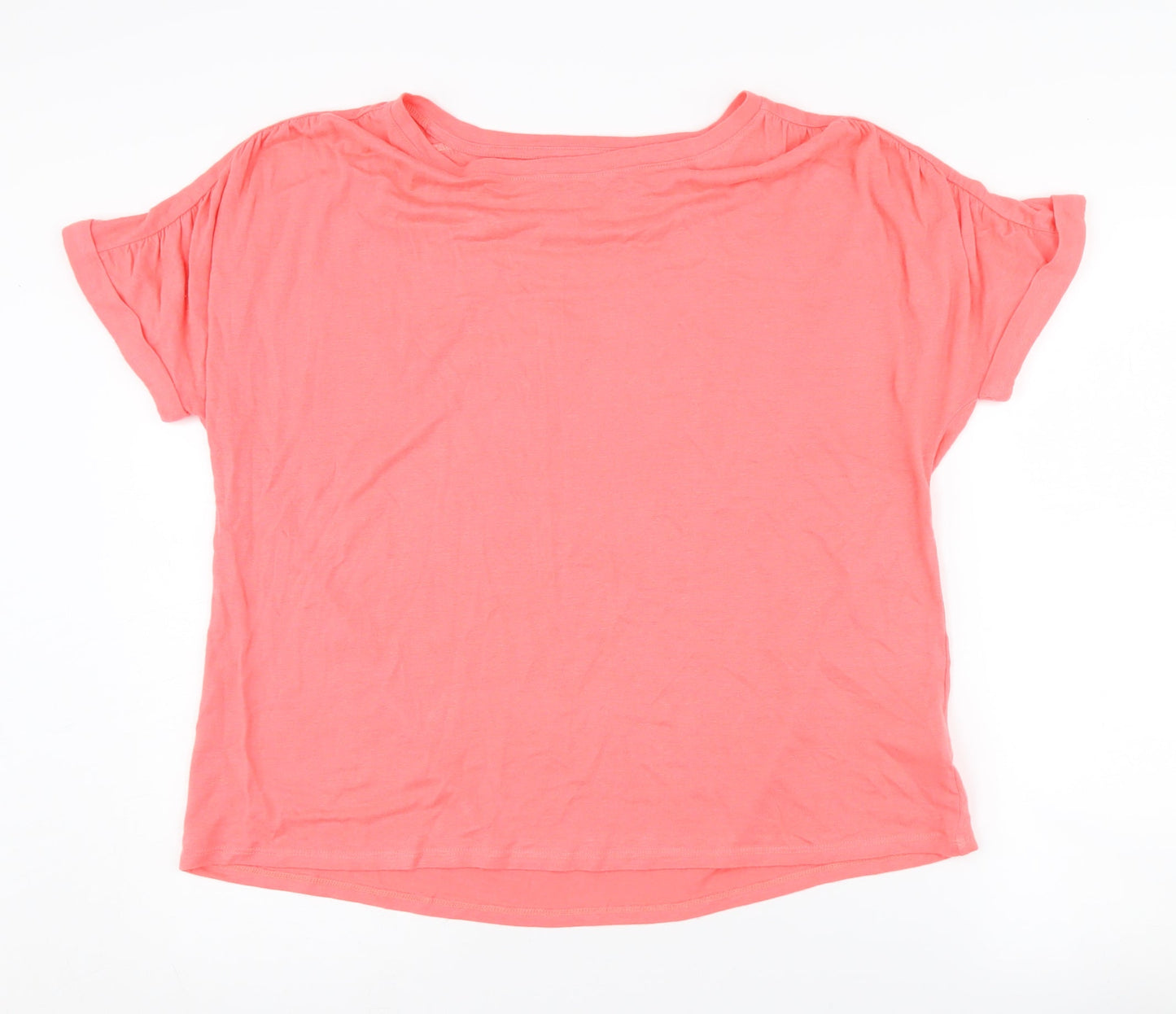 Lands' End Women’s Pink Linen-Modal Relaxed T-Shirt L
