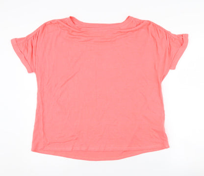 Lands' End Women’s Pink Linen-Modal Relaxed T-Shirt L