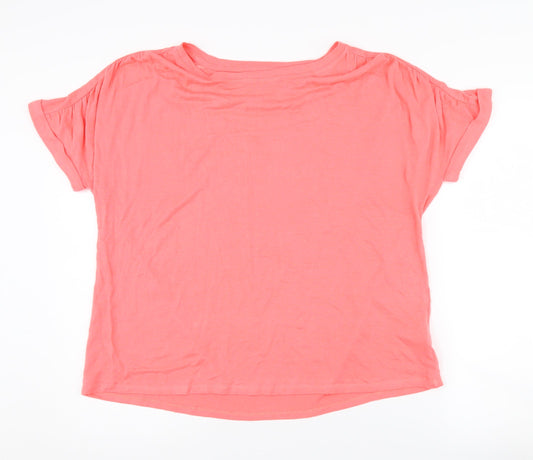 Lands' End Women’s Pink Linen-Modal Relaxed T-Shirt L