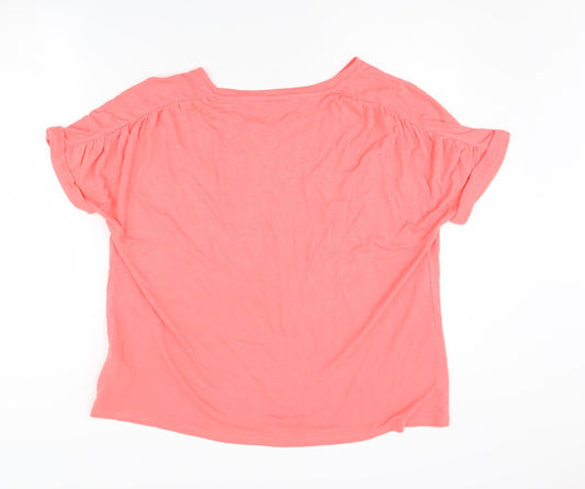 Lands' End Women’s Pink Linen-Modal Relaxed T-Shirt L