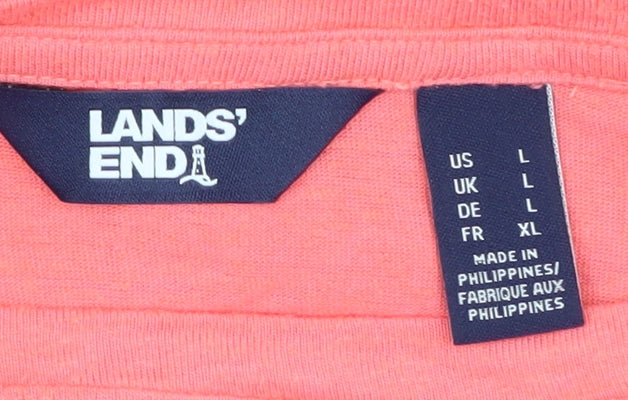 Lands' End Women’s Pink Linen-Modal Relaxed T-Shirt L